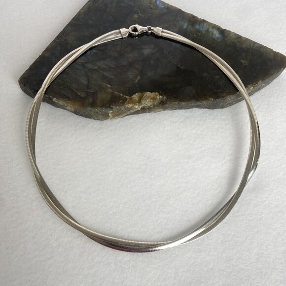 Dyadema Sterling Silver Double Strand Reversible Twisted Omega Chain Necklace - Picture 4 of 16